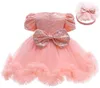 Girl039s Jurken Geboren Baby Meisjes Charme Kant Strik Prinses Jurk 2022 Baby Party Doop Voor Doop 1e Verjaardag vestidoGi5957460