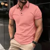 Herren-Strick-Poloshirts, kurzärmeliges, gestreiftes Poloshirt, modische, lässige Golf-Shirts