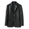 Idopy Autumn Long Sleeve Men's Faux Leather Jacket 3 knappar Blazer Collar Business Casual Jacket Plus Size L-6XL 240227