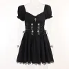 Kleid Vintage Gothic Prinzessin Kleid Frauen Dark Harajuku Lace Up Cross Korsett Kleid Streetwear Party Lolita Kleid Weibliche