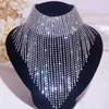 Bohemian Shine Vol Strass Choker Ketting Voor Vrouwen Lange Kwast Kristal Kettingen Statement Party Sexy Sieraden Accessoires 240228