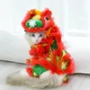 Jul roliga hundkläder år husdjur kinesisk kostym drake dance lion dog party lejon dans röd festliga lyckliga kattkläder 240304