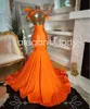 Orange Sparkly Long Evening Formal Dresses for Women 2024 Luxury Diamond Crystal Black Girl Prom Birthday Gala Gown