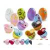 Model Building Kits Kid Creative Diy Toy Easter Egg Decoration Toys Rabbit Build Brick 10Pcs Ribbon Shell Plastic Twisted For Kids Gif Dhszg