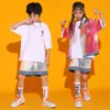 Sahne Giyim Çocuklar Kpop Hip Hop Gösteren Giysiler Tiee boyalı gevşek gömlek yaz şort