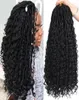 Natural Coloured Ombre Gold Messy Goddess 18Inch Faux Locs Bohemian Curly Synthetic Crochet Braids Hair Extensions for Afro Women4841491