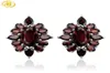 Stud Earrings Natural Red Garnet Solid Sterling Silver 15 Carats Genuine Gemstone Classic Women39s Jewelry Royal Luxury Style G7393572