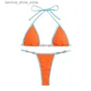 Kvinnors badkläder sexiga twopieces bikini set kvinnor slumpmässigt tryckt topp push up beach q240306