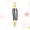 Brooches Sweater Clip Creative Pearls Golden Duckbuckle Cardigan For Dress Clothes (Black)