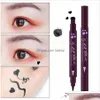 Eyeliner Stamp Eyes Liner Liquid Make Up Pencil Waterproof Black Doubleed Makeup Stamps 4Styles RRA18275914162 Drop Leverans Heal DHO4C