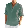 Mens Linen Long Sleeve TShirt Solid Color Loose Casual Cotton Shirt 240223