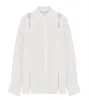 Blouses chemise de mode féminine revers lâches simples à manches longues à manches longues creux jag blanc llax automne 2024 marée 7ab762