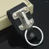 Keychains Detachable Key Chain Men Black PU Leather Accessories For Business Keyring Clip Belt Steel Holder X5Q1