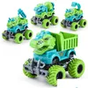 Modèle de voiture moulé sous pression Monster Jam Go Kart Dinosaure Jouet Modèle Kit Dinosauri Rex Transport Ingénierie Voiture Camion Cattolo Per Bambini Truc Dhyhz