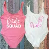 Swimwear 3XL Bachelorette Party One Piece Swimsuit Bride & Bride Squad Lady Wedding Party Lining High Leg Women Swimsuit Swimwear Bikini