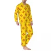 Nachtkleding voor heren Magisch symbool Pyjama Man Goud Maan Zon Sterren Schattig Kamer Nachtkleding Herfst 2 stuks Casual Oversized Aangepaste set