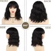 Perucas de cabelo sintético médio marrom encaracolado peruca com franja natural onda de água fofa para mulheres cosplay dia das bruxas festa diária 240306