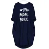 Dress Fashion TShirt Dress For Women ONeck Cotton Pocket Letters Print Top Punk Large Size S 5XL Pajamas For Women 2021 Autumn Dress