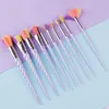 Makeup Brushes 10pcs Unicorn Makeup Brushes With Colorful Bristles Handles Fantasy Makeup Brush Set Foundation Eyeshadow Brush Kit