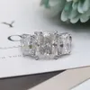 Paston Jewelry 2+5+2ct Iced Crushed Radiant Moissanite Ring Gra Certificate Women 925 Sterling Silver