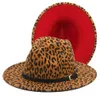 Chapeaux à large bord Fedoras Red Bottom Leapord Modèle Fedora Lady Purse Fashion Top Hat Jazz pour les femmes Felt1265h