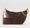 Hobo pętla torba dla kobiet projektantek torebki torebki torebki rogańskie torby łańcuchowe półksiężycowe torebki pod pachami duże pojemności zdejmowane zamek błyskawiczne brązowe ramię A3