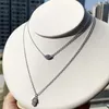 المعلقات 925 Sterling Silver Micro Pave Clear Cz Evil Evil Hand Hamsa Charm Double Layer Chain Necklace for Women Gift Jewelry