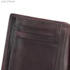 Money Clips TAUREN Men Wallets Vintage Crazy Horse Genuine Leather Zipper Wallet Card Holder Coin Pocket Mens wallet Male Carteira L240306