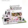 Arkitektur/DIY House DIY TRÄDOM HUSES MINIATURE BUILDING KIT BLOMER CART DOLLHOUSE MED FUNKTIONER