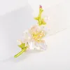 Broches suyu planta flor de pêssego ramo broche elegante flor simulação pérola broochflower moda roupas pino