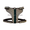 Designer Dog Harness Durável Coleiras Fortes para Animais de Estimação Com Padrão de Carta Clássica Couro Grande Colete Pesado Para Boxer Pitbl Rottweiler Dhrij