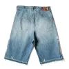 Mens Jeans Kapital Hirata Hohiro Solto Calças Relaxadas Bordadas Osso Lavado Usado Raw Edge Denim Shorts para Homens e Mulheres Casual 230516