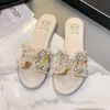 Slippers for women to wear outside in summer 2022 new fashion net red soft bottom versatile Rhinestone Pearl word cool dragH240306