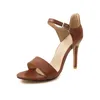 Sandals 2024 Women 10cm High Heels Stripper Female Fetish Strappy Shoes Lady Valentine Summer Classic Sexy Pumps Brown