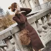 Casual Dresses Yellow Brown Sweater Dress For Women Winter Maxi Sexy Aesthetic Fashion Bodycon Knitted Woman Vintage Long Korean