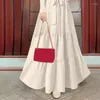 Abbigliamento etnico Abaya Abito lungo da donna a maniche lunghe Abito musulmano con lacci Caftano allentato Dubai Abito casual Jilbab Abito arabo Islamico Eid Ramadan