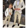 Vêtements Ensembles Floral Modèle Boy Suisses formelles Dîner Tuxedos Petit garçons Groomsmen Kids For Wedding Party Prom Suit Wear Ensembles de DH0P9