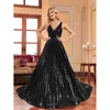 Abiti casual Estate Donna Senza maniche Scollo a V Backless Elegante Vestido De Festa Ladies Paillettes Party Evening Prom Cocktail Abito lungo maxi