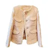 Women's Jackets Runway Fall Winter Tassel Sweet Luxury Tweed Jacket Womens Korean Woollen Cropped Coats Elegant Outerwear Top Casacos 240226