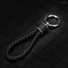 Keychains Simple Leather Unisex Weave Lanyard Keyring Men Women Car Key Holder Cover Auto Accessories Gift