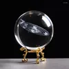 Decorative Figurines 6CM Laser Engraved Solar System Ball 3D Miniature Planets Glass Globe Ornament Home Decor Gift For Astrophile 1Pc