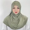 Ethnic Clothing Beautiful Muslim Hijab Solid Color Turban With Stone Abaya Hijabs For Woman Jersey Scarf High Quality Islamic Instant Shawl