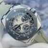 Dress Female AP Watch Royal Oak Offshore 26420SO Smoked Desert Yellow Ceramic Ring Precision Steel Material Timing Function Mens Watch 43mm Complete Set