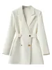 Blazers Fashion Woman Blazer 2023 Waist Slim Double Breasted Dress Suit Jacket Spring New Pure Color Elegant Straight White Blazer