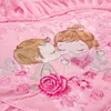 Vermelho rosa luxo laço casamento conjunto de cama rei rainha tamanho princesa conjunto jacquard bordado capa edredão colcha folha 240228