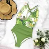 Damen Bademode 2019 Sexy One Piece Damen Push Up Monokini Rüschen Blumen Strand Q240306