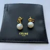 Stud Ear Stud Earrings Women CELI Gold Plated Earring Brand Designers Letter Exaggerate Classic pearls Wedding Jewelry 240306