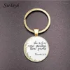 Suteyi Vintage Bronze Christian Bible Key Chain Holder Charms Bibeln Psalm Glas och blommor Bild Keychain Män kvinnor Gift12137