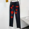 Designer's top original straight leg Ch black jeans High street men's and women's casual leather label washed cross pants