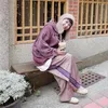 Calças masculinas escuras rosa agulhas perna larga homens mulheres roxo bordado japane estilo borboleta calças calças awge sweatpants